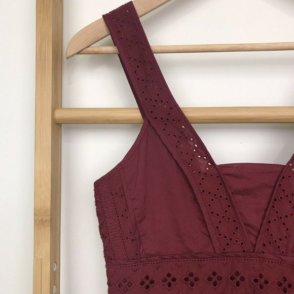 Country Road Maroon Broderie Lace Top Blouse XXS - Picture 5 of 12